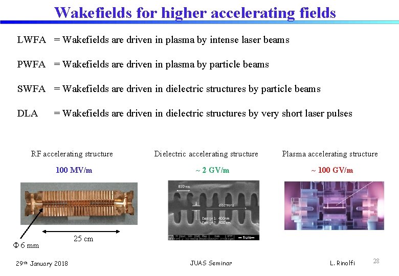 Wakefields for higher accelerating fields LWFA = Wakefields are driven in plasma by intense