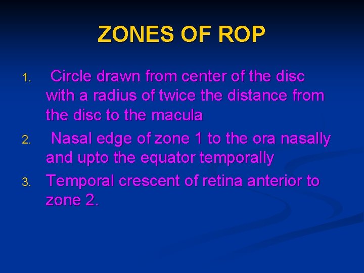 ZONES OF ROP 1. 2. 3. Circle drawn from center of the disc with