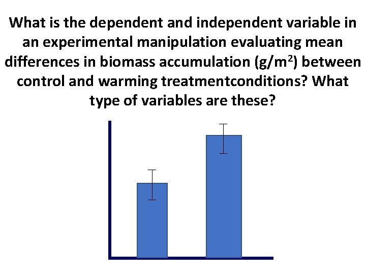 What is the dependent and independent variable in an experimental manipulation evaluating mean differences