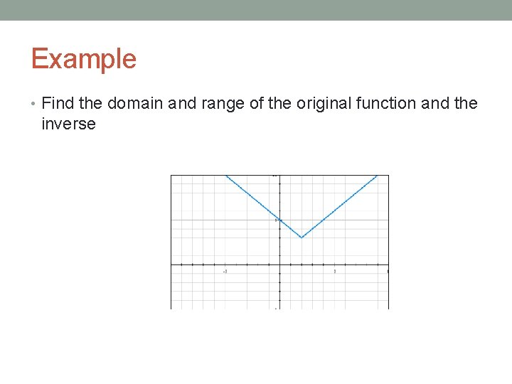 Example • Find the domain and range of the original function and the inverse