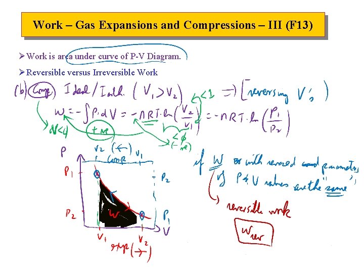 Work – Gas Expansions and Compressions – III (F 13) ØWork is area under Work – Gas Expansions and Compressions – III (F 13) ØWork is area under