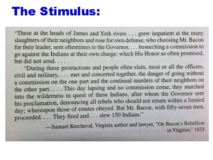 The Stimulus: 