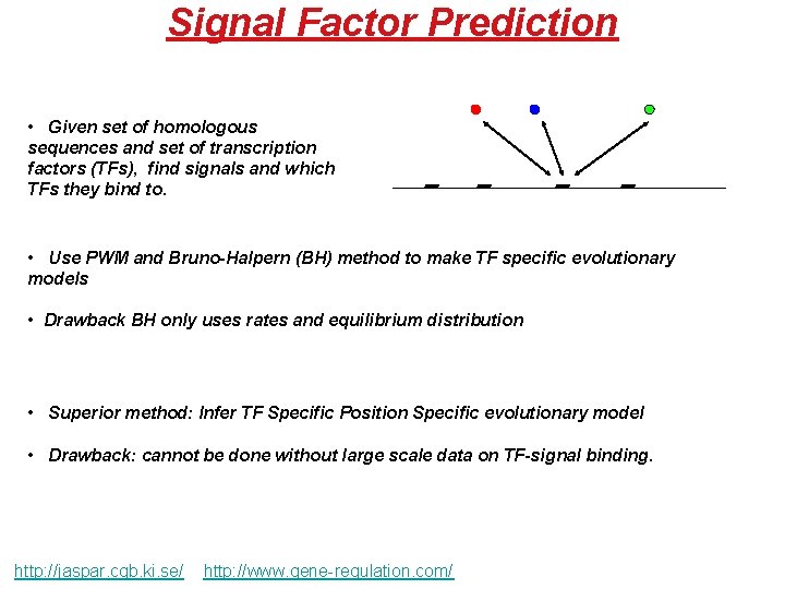 Signal Factor Prediction • Given set of homologous sequences and set of transcription factors