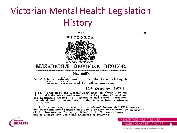 Victorian Mental Health Legislation History 