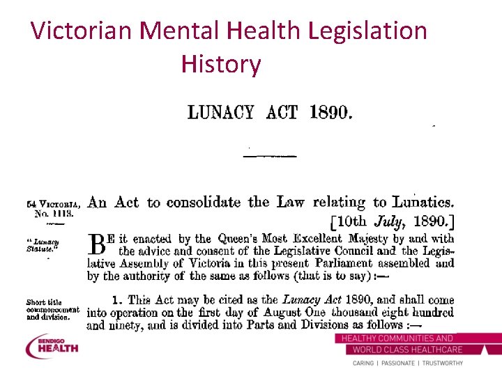 Victorian Mental Health Legislation History 