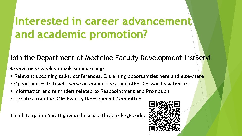 Interested in career advancement and academic promotion? Join the Department of Medicine Faculty Development