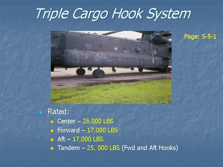 Triple Cargo Hook System Page: 5 -5 -1 n Rated: n n Center –