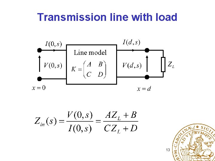 Transmission line with load Line model 13 