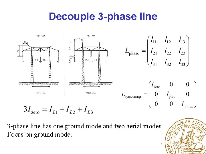 Decouple 3 -phase line has one ground mode and two aerial modes. Focus on