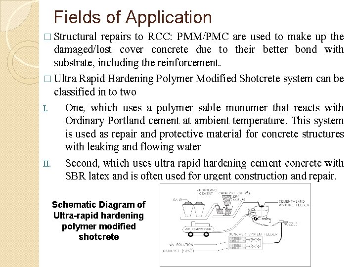 Fields of Application � Structural repairs to RCC: PMM/PMC are used to make up