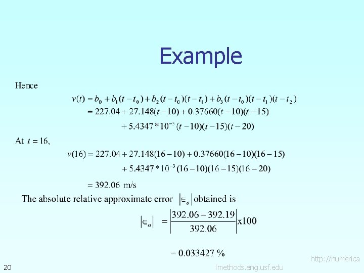 Example 20 lmethods. eng. usf. edu http: //numerica 
