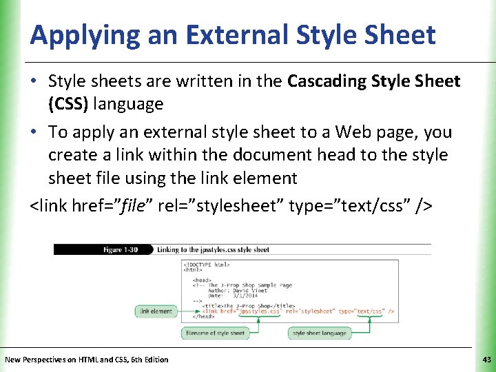 Applying an External Style Sheet XP • Style sheets are written in the Cascading