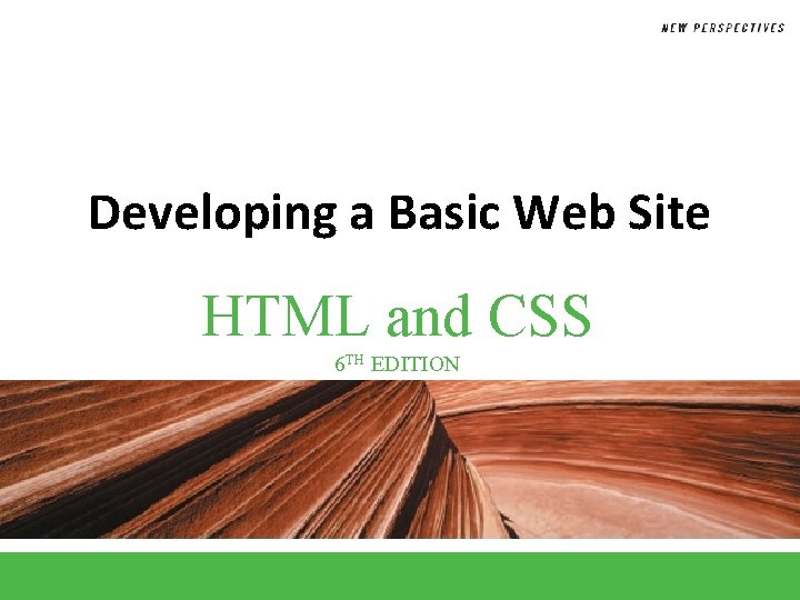 Developing a Basic Web Site HTML and CSS 6 TH EDITION 