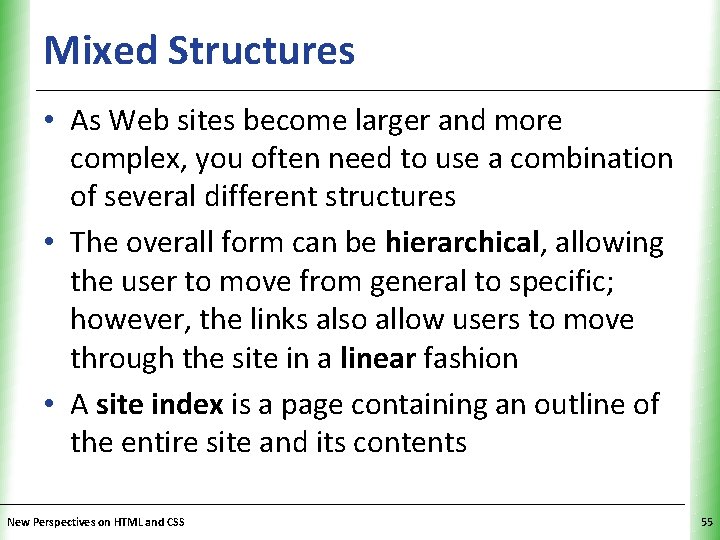 Mixed Structures XP • As Web sites become larger and more complex, you often