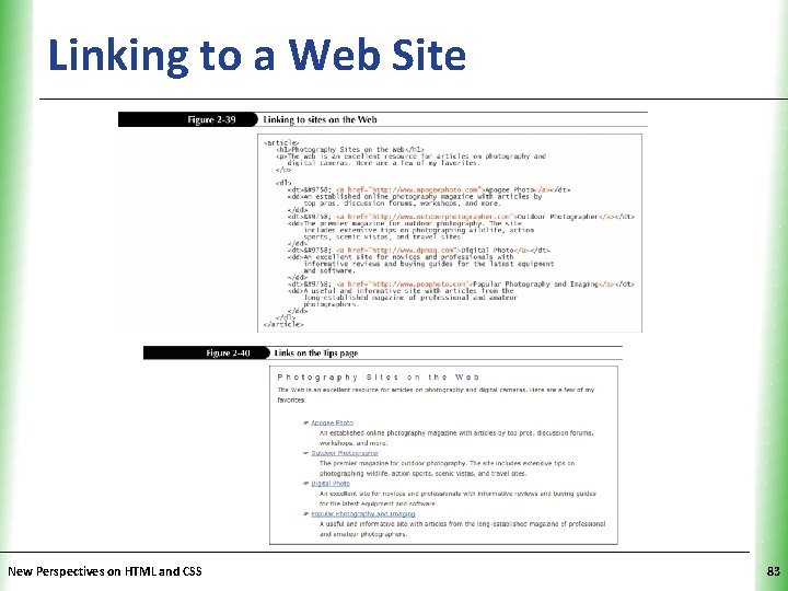 Linking to a Web Site New Perspectives on HTML and CSS XP 83 