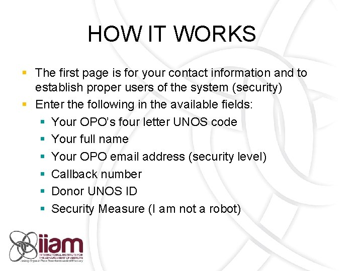 HOW IT WORKS § The first page is for your contact information and to