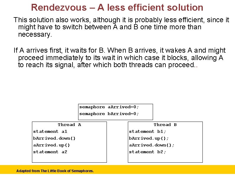 Rendezvous – A less efficient solution This solution also works, although it is probably