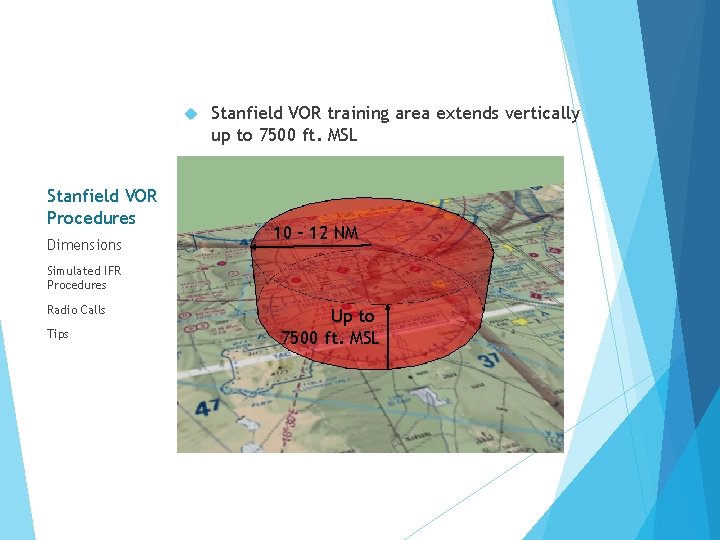  Stanfield VOR Procedures Dimensions Stanfield VOR training area extends vertically up to 7500