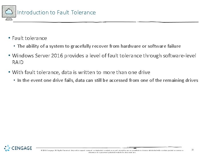 Introduction to Fault Tolerance • Fault tolerance • The ability of a system to
