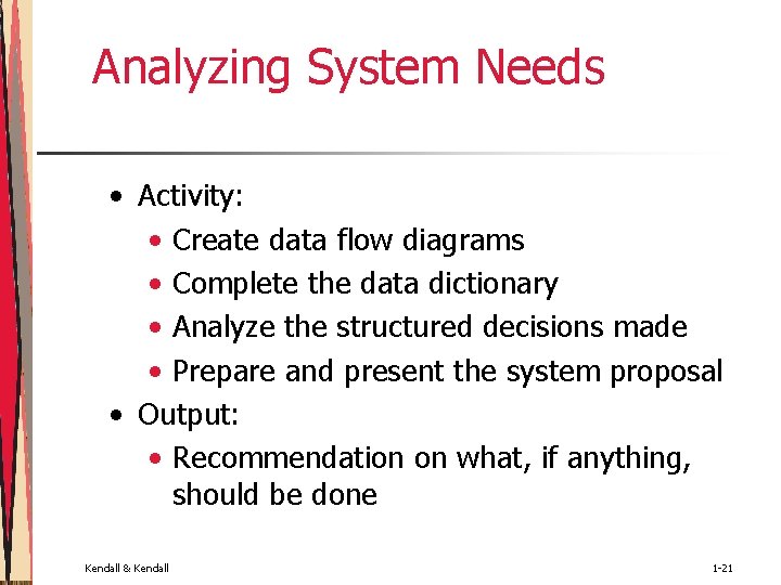 Analyzing System Needs • Activity: • Create data flow diagrams • Complete the data