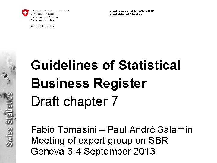 Federal Department of Home Affairs FDHA Federal Statistical Office FSO Guidelines of Statistical Business