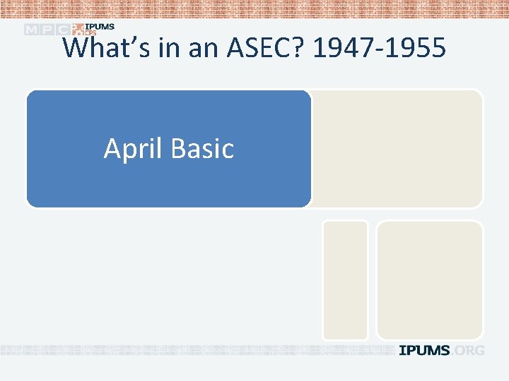 What’s in an ASEC? 1947 -1955 April Basic ASEC 