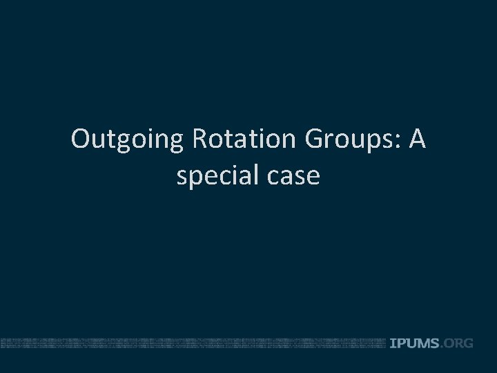 Outgoing Rotation Groups: A special case 