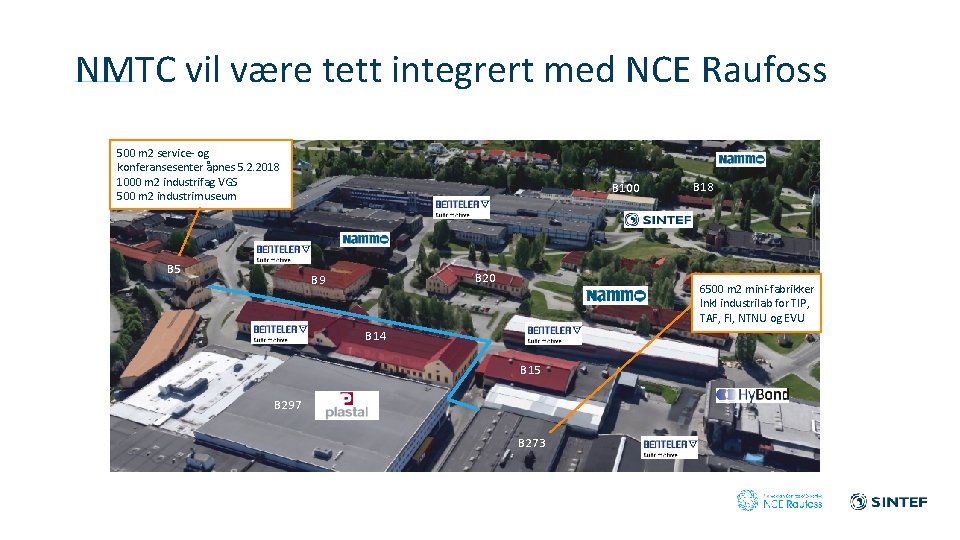 NMTC vil være tett integrert med NCE Raufoss 500 m 2 service- og konferansesenter