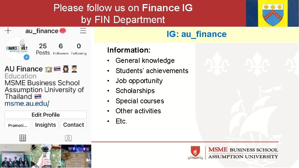 Please follow us on Finance IG by FIN Department IG: au_finance Information: • •