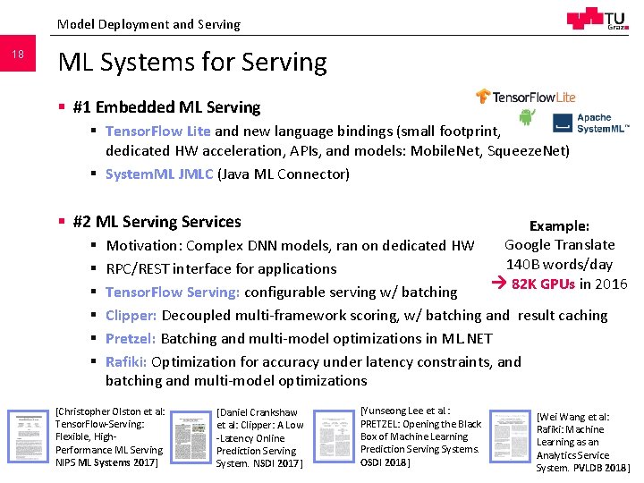 Model Deployment and Serving 18 ML Systems for Serving § #1 Embedded ML Serving