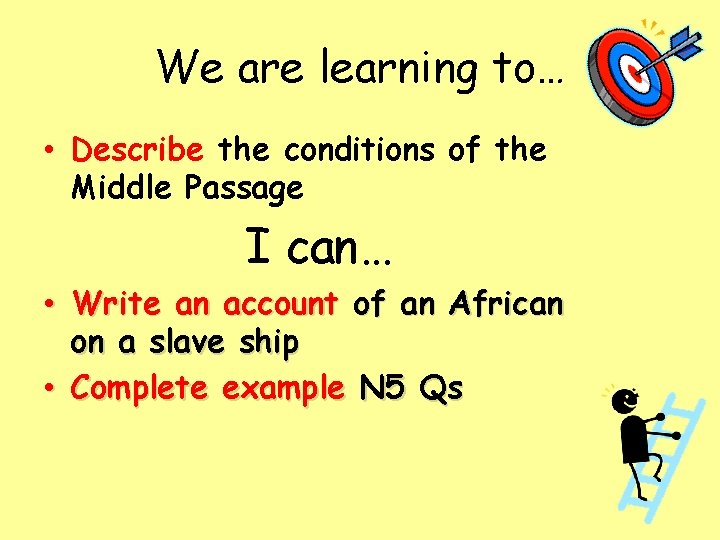 We are learning to… • Describe the conditions of the Middle Passage I can…