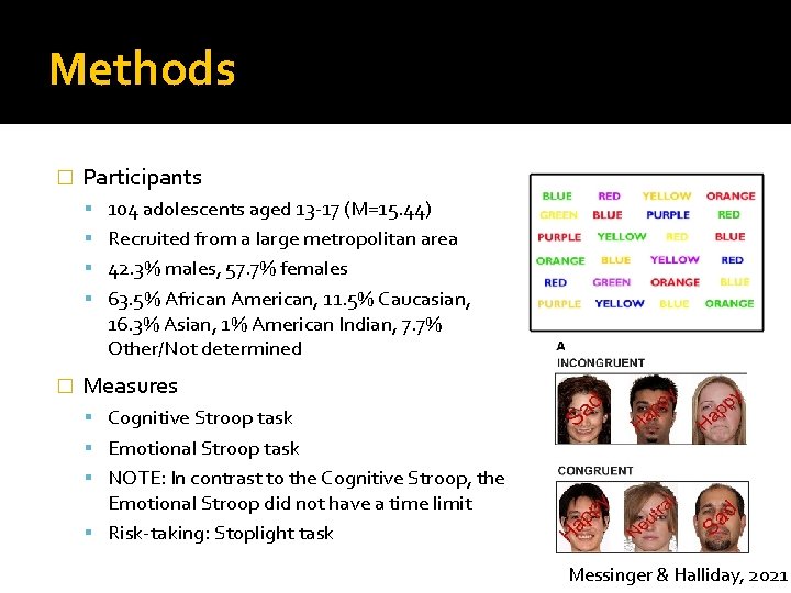 Methods � Participants 104 adolescents aged 13 -17 (M=15. 44) Recruited from a large