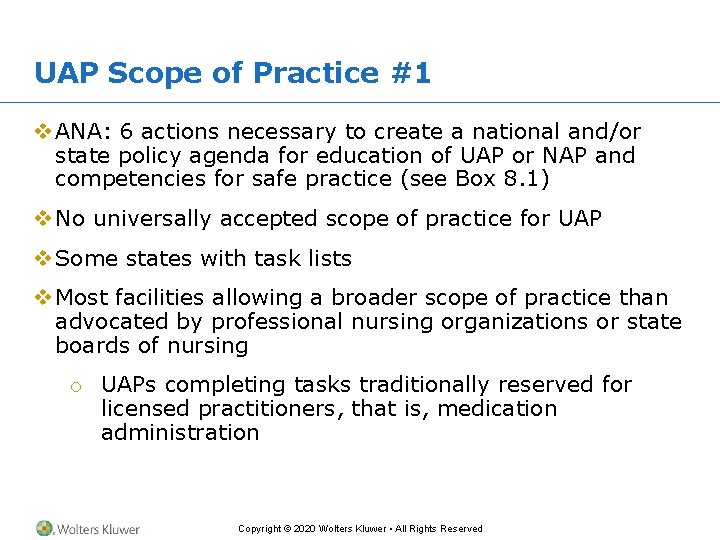 UAP Scope of Practice #1 v ANA: 6 actions necessary to create a national