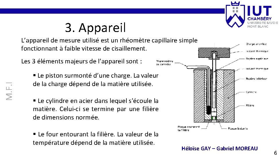 3. Appareil L’appareil de mesure utilisé est un rhéomètre capillaire simple fonctionnant à faible