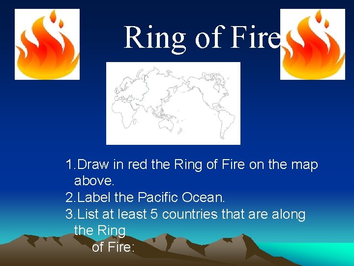 Ring of Fire 1. Draw in red the Ring of Fire on the map Ring of Fire 1. Draw in red the Ring of Fire on the map