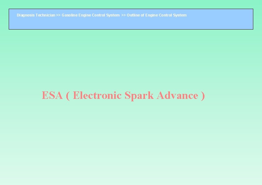 Diagnosis Technician >> Gasoline Engine Control System >> Outline of Engine Control System ESA