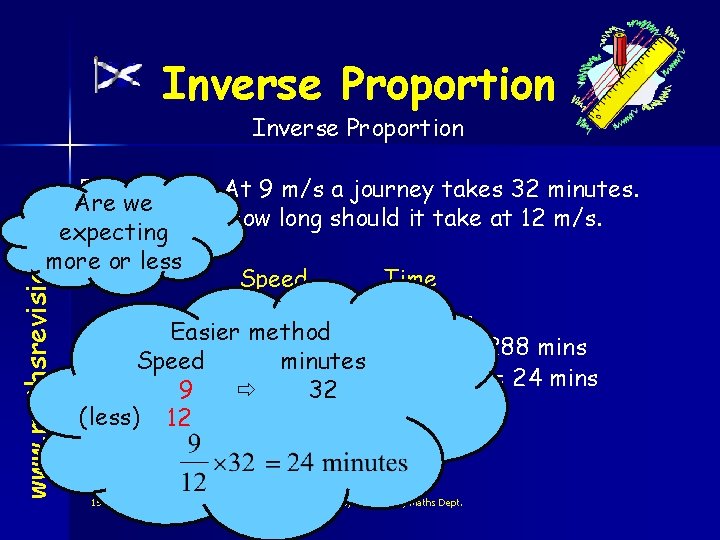 Inverse Proportion www. mathsrevision. com Example : Are we expecting more or less At