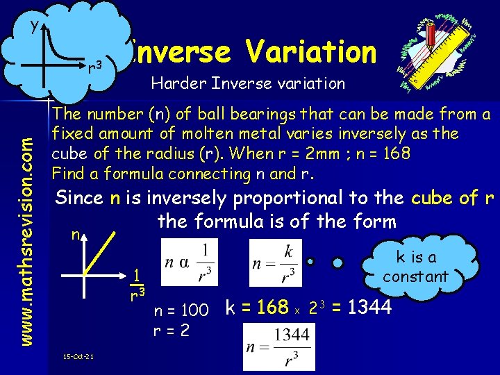 y www. mathsrevision. com r 3 Inverse Variation Harder Inverse variation The number (n)