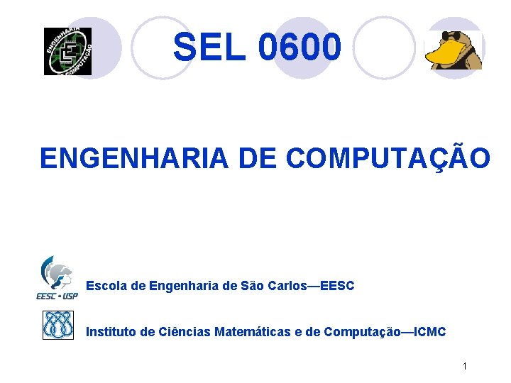 SEL 0600 ENGENHARIA DE COMPUTAÇÃO Escola de Engenharia de São Carlos—EESC Instituto de Ciências