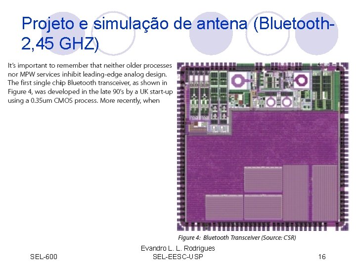 Projeto e simulação de antena (Bluetooth 2, 45 GHZ) Bluetooth. TM Antenna Modeling usando