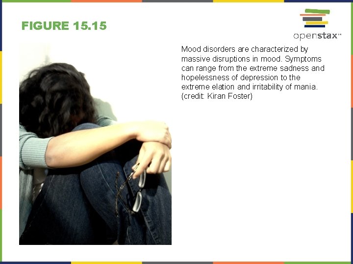 FIGURE 15. 15 Mood disorders are characterized by massive disruptions in mood. Symptoms can