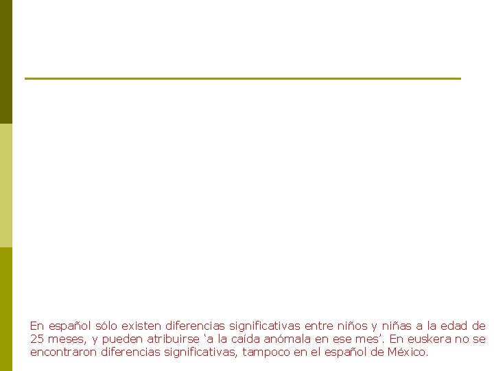 En español sólo existen diferencias significativas entre niños y niñas a la edad de