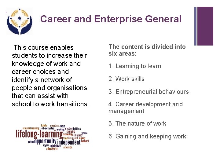 + Career and Enterprise General This course enables students to increase their knowledge of