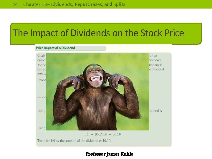 14 Chapter 13– Dividends, Repurchases, and Splits The Impact of Dividends on the Stock