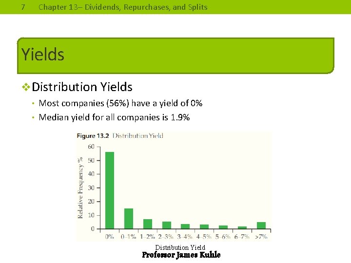 7 Chapter 13– Dividends, Repurchases, and Splits Yields v. Distribution Yields • Most companies