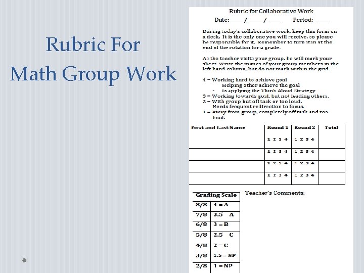 Rubric For Math Group Work Rubric For Math Group Work
