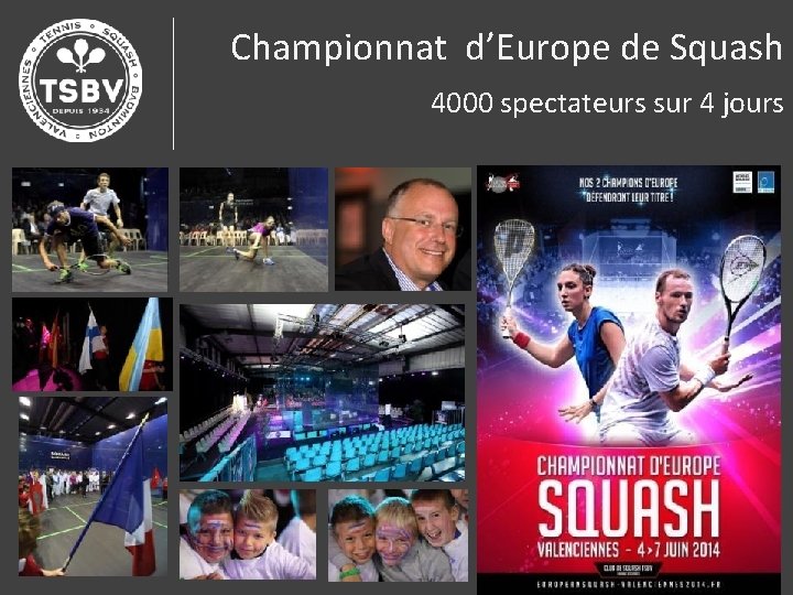 Championnat d’Europe de Squash 4000 spectateurs sur 4 jours 