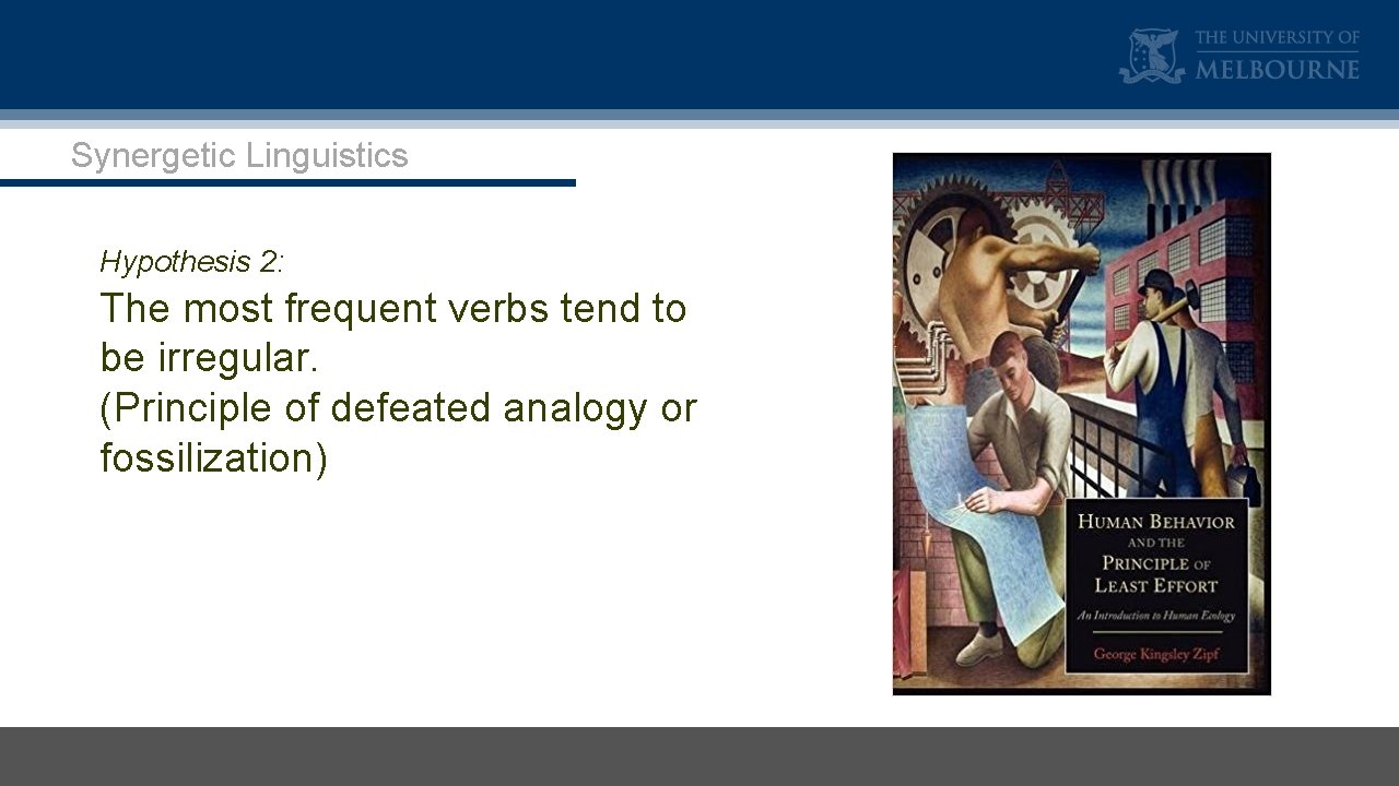 Synergetic Linguistics Hypothesis 2: The most frequent verbs tend to be irregular. (Principle of