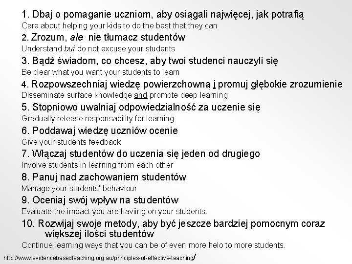 1. Dbaj o pomaganie uczniom, aby osiągali najwięcej, jak potrafią Care about helping your