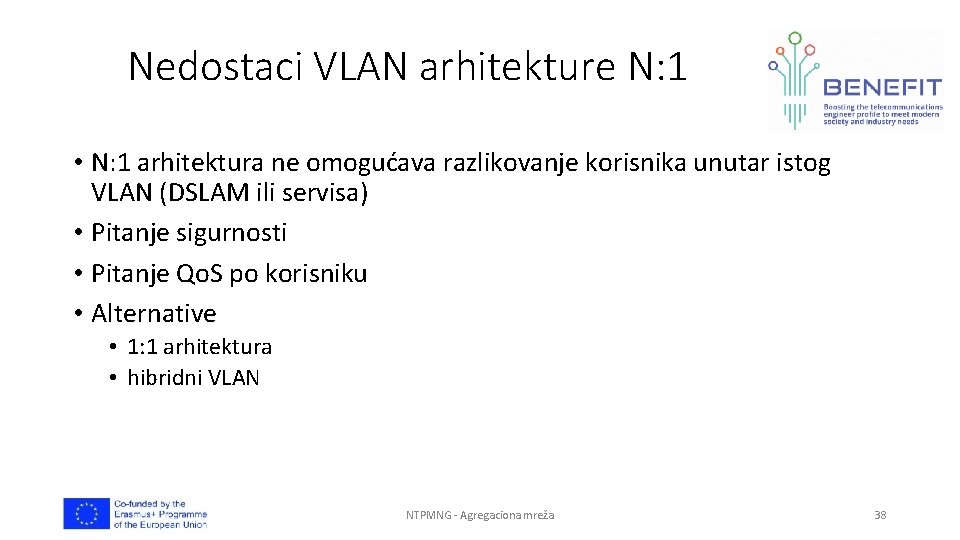 Nedostaci VLAN arhitekture N: 1 • N: 1 arhitektura ne omogućava razlikovanje korisnika unutar